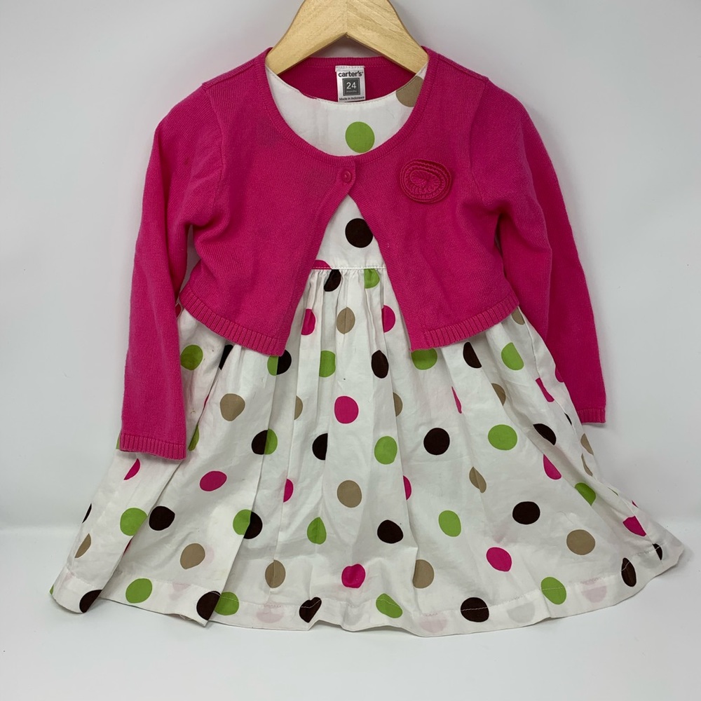 Carters multicolored polka dot dress‎ with shrug